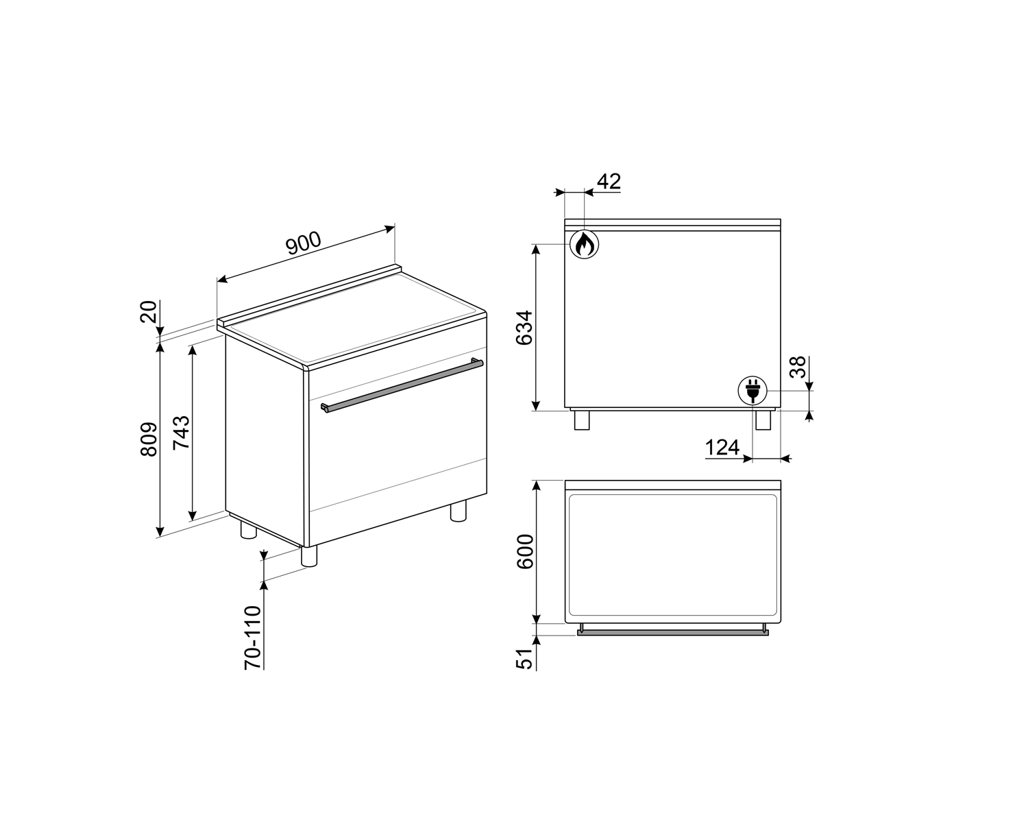 Cocina de Gas 6 fuegos Smeg - Jemaq